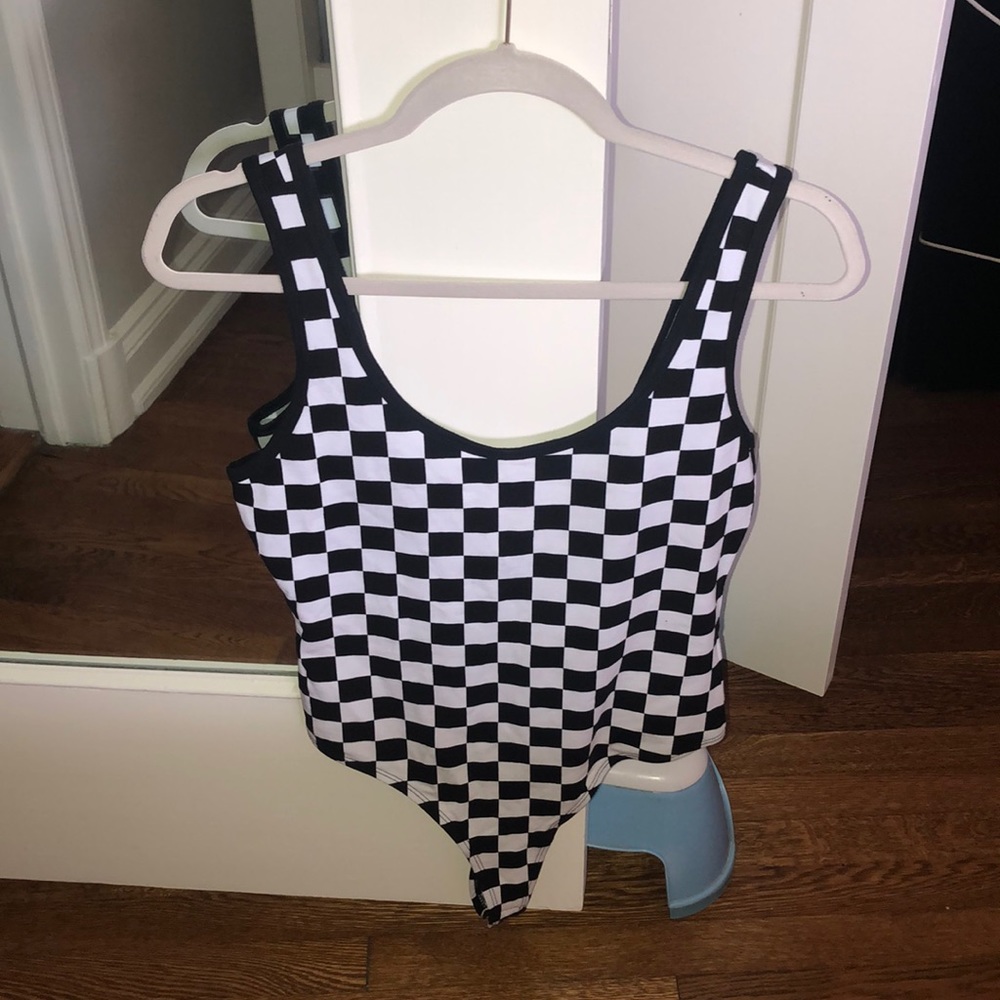 checkered body suit